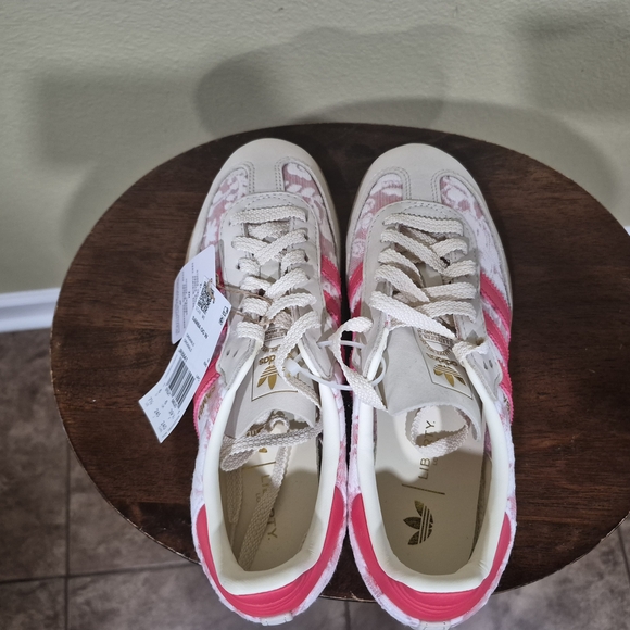 Adidas Samba Women's Pink and Cream Sneakers JR8841 Size 7.5 - Picture 4 of 6
